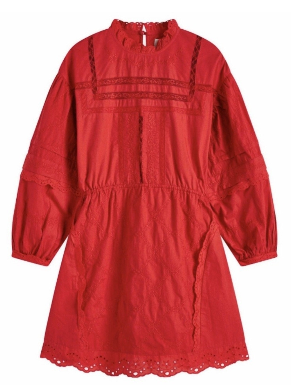 Damson Madder Red Clancy Embroidered Mini Dress Organic Cotton - Picture 6 of 7